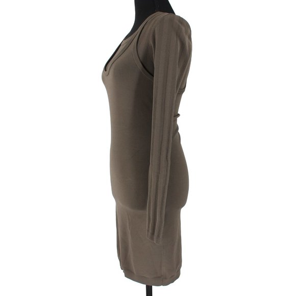 Alexander Wang Mesh Stripe Bi-Layer Long Sleeve Knit Mini Dress Moss X-Small NEW - Picture 4 of 9